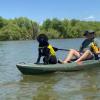 Jewel Johnson and her dad, Dave kayaking in Texas